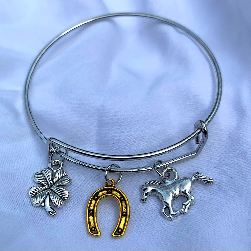Brand New! Handmade! Adjustable Charm Bangle Bracelet!